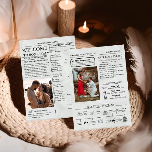 Newspaper Wedding Timeline  Program Infographic