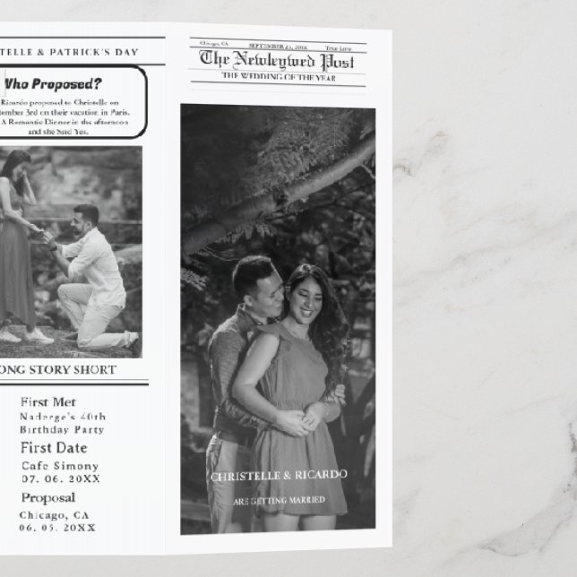 Newspaper Wedding Timeline & Program Trifold Brochure (Outside Right)