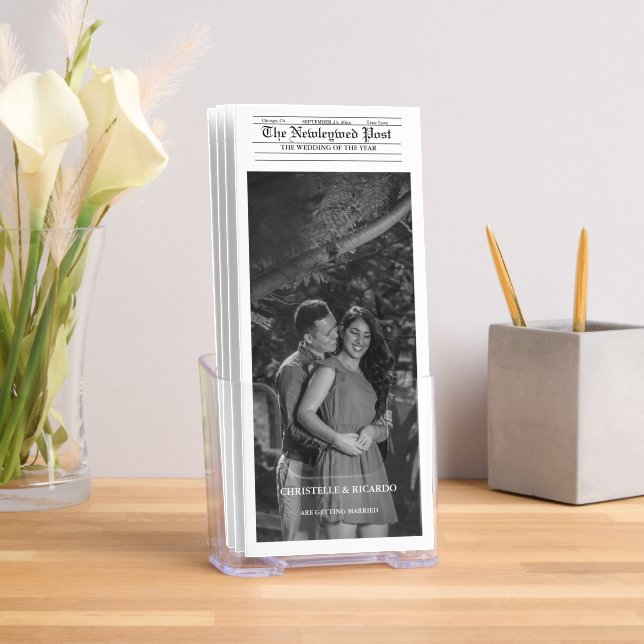 Newspaper Wedding Timeline & Program Trifold Brochure (Insitu)