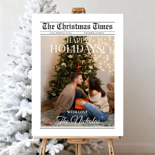 Newspaper What A Year Black White Photo Christmas Foam Board