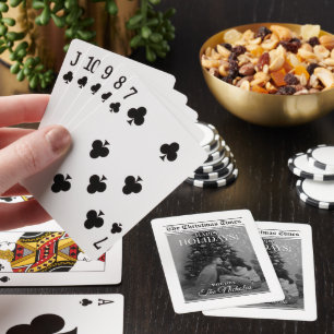 Newspaper What A Year Black White Photo Christmas Poker Cards