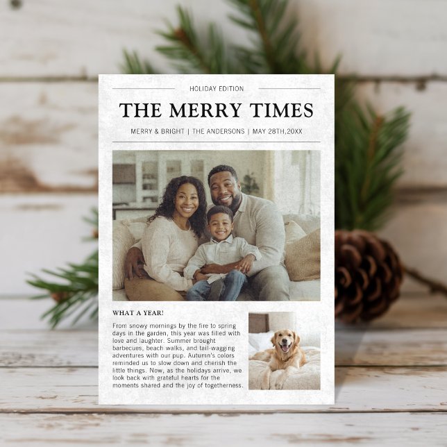 Newspaper What a Year Family Dog Photo Christmas Holiday Card (Creator Uploaded)
