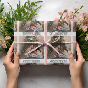 Newspaper What A Year Holiday Photo Christmas Wrapping Paper