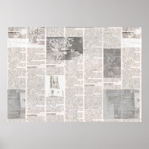 Newspaper with old unreadable text Vintage grunge Poster