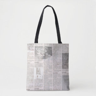 Newspaper with old unreadable text. Vintage grunge Tote Bag