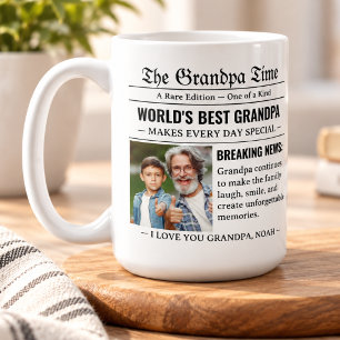 Newspaper World's Best Grandpa Photo Cool Gift Coffee Mug