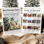 Newspaper Year in Review Family Photo Christmas Holiday Card<br><div class="desc">Our Year in Review Card Template is the perfect way to share the highlights, memories, and milestones of the past year with family and friends. Designed as a unique and fun Christmas holiday card in a 'Year in Review' newspaper style, this card features a collection of your favorite family photos....</div>