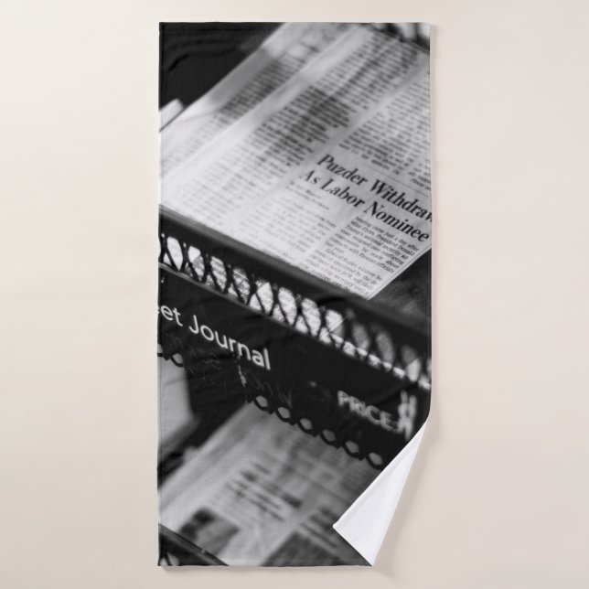 NEWSPAPERS ON THE WALL STREET JOURNAL RACK BATH TOWEL (Bath Towel)