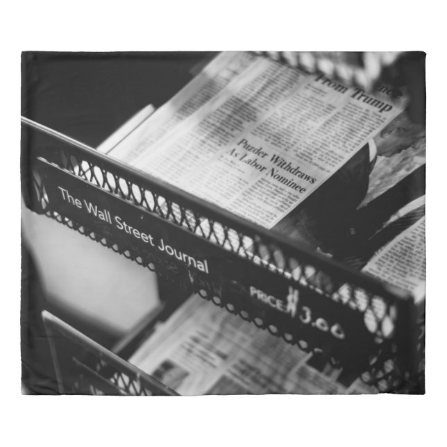 NEWSPAPERS ON THE WALL STREET JOURNAL RACK DUVET COVER (Front)