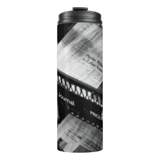 NEWSPAPERS ON THE WALL STREET JOURNAL RACK THERMAL TUMBLER