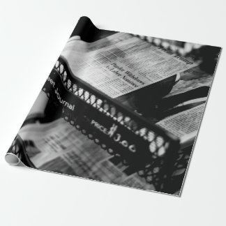NEWSPAPERS ON THE WALL STREET JOURNAL RACK WRAPPING PAPER