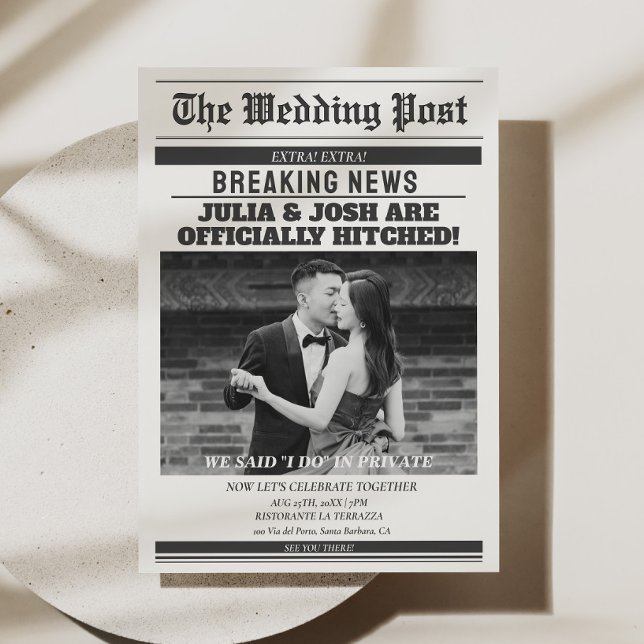 Newspapers Wedding Elopment Announcement  (wedding announcement newspapers invite)