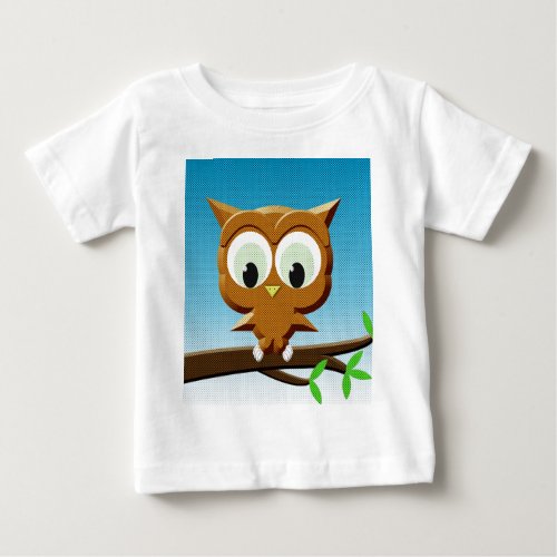 Newsprint Cartoon Owl Baby T_Shirt