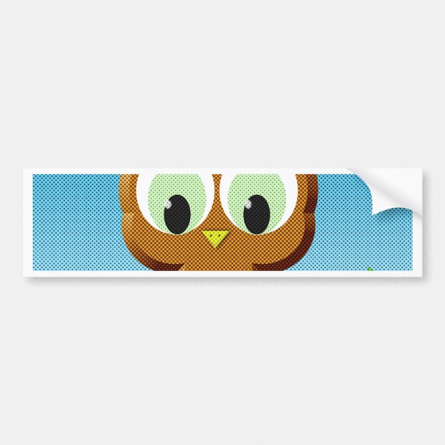 Newsprint Cartoon Owl Bumper Sticker (Front)