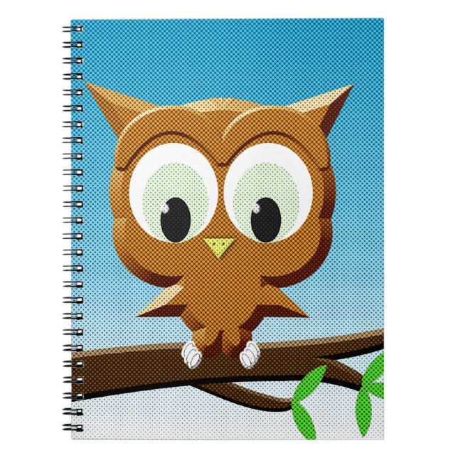 Newsprint Cartoon Owl Notebook (Front)