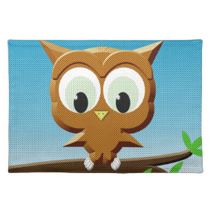 Newsprint Cartoon Owl Placemat