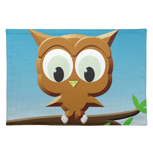 Newsprint Cartoon Owl Placemat (Front)