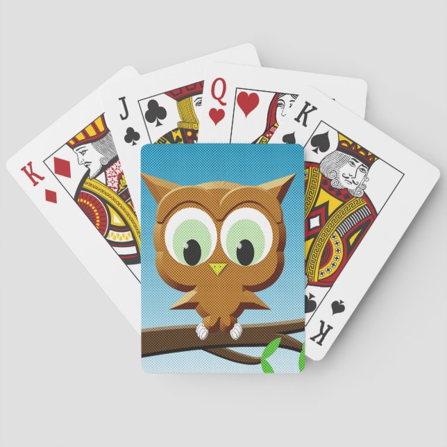 Newsprint Cartoon Owl Poker Cards (Back)