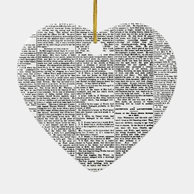 Newsprint Ceramic Ornament (Back)