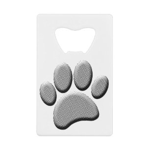 Newsprint Halftone Cartoon Dog Paw Prints Credit Card Bottle Opener