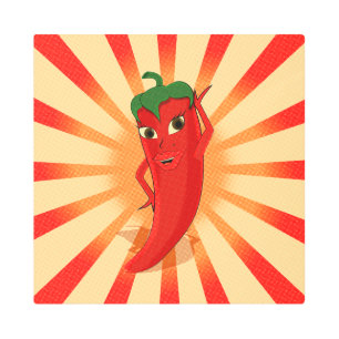 Newsprint halftones Red Pepper Diva Metal Print