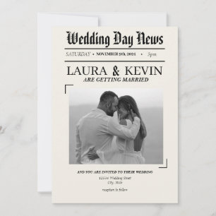 Newsprint Headline Wedding Invitation