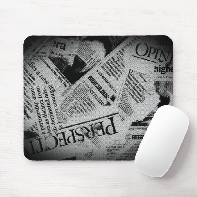 Newsprint Headlines Mouse Pad (With Mouse)