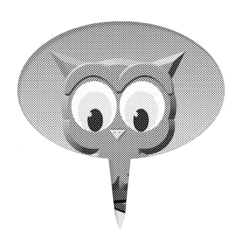 Newsprint Owl In Black And White Cake Topper