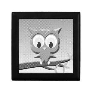 Newsprint Owl In Black And White Jewelry Box