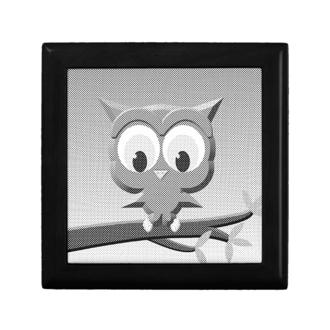 Newsprint Owl In Black And White Jewelry Box (Front)
