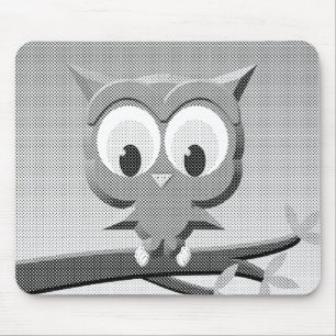 Newsprint Owl In Black And White Mouse Pad