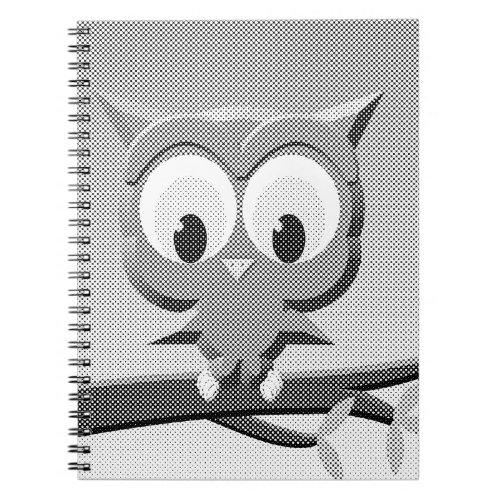 Newsprint Owl In Black And White Notebook