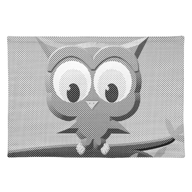 Newsprint Owl In Black And White Placemat (Front)