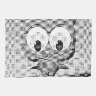 Newsprint Owl In Black And White Towel