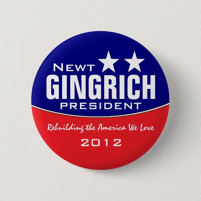 Newt Gingich Pinback Button (Front)