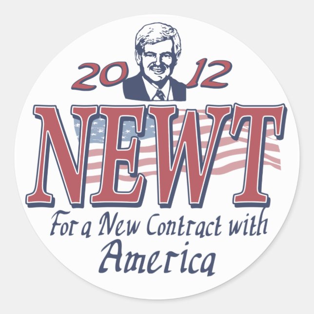 Newt Gingrich for President 2012 Gear Classic Round Sticker (Front)