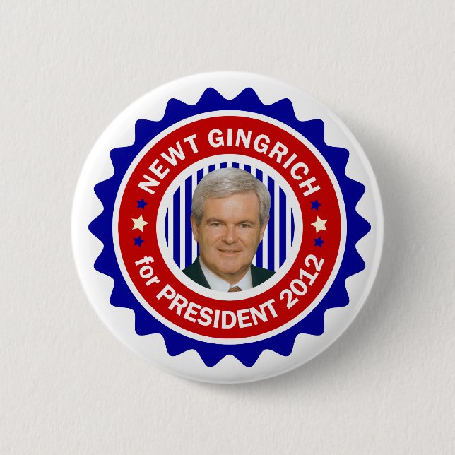 Newt Gingrich for US President 2012 Pinback Button (Front)