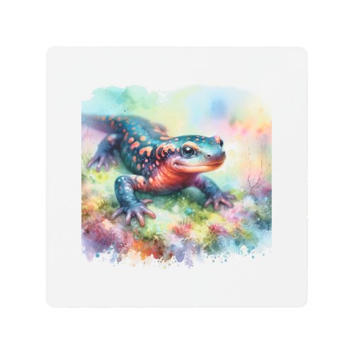 Newt in Watercolor 130624AREF120 _ Watercolor Metal Print