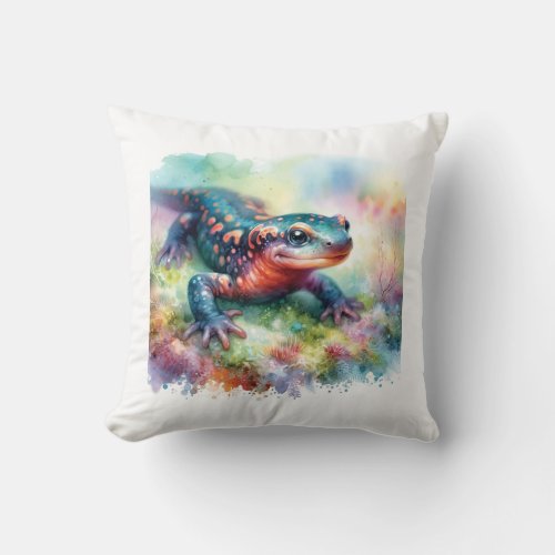Newt in Watercolor 130624AREF120 _ Watercolor Throw Pillow
