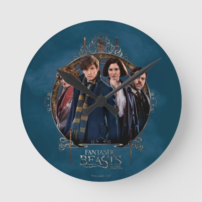 NEWT SCAMANDER™ and Company Art Nouveau Frame Round Clock (Front)
