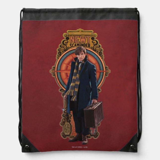 NEWT SCAMANDER™ Standing Art Nouveau Panel Drawstring Bag (Front)
