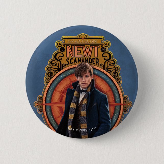 NEWT SCAMANDER™ Walking Art Nouveau Panel Button (Front)