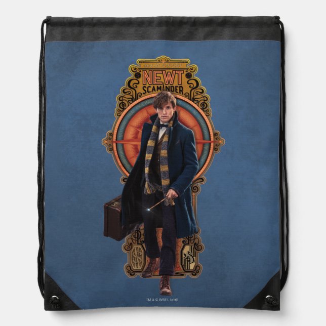 NEWT SCAMANDER™ Walking Art Nouveau Panel Drawstring Bag (Front)