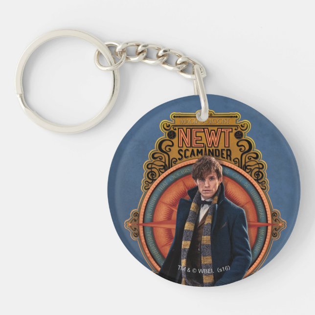 NEWT SCAMANDER™ Walking Art Nouveau Panel Keychain (Front)