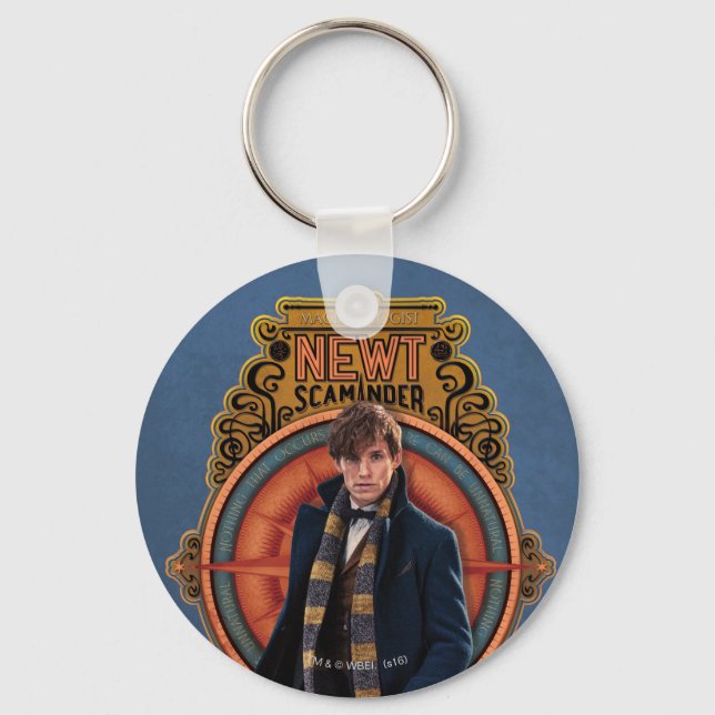 NEWT SCAMANDER™ Walking Art Nouveau Panel Keychain (Front)