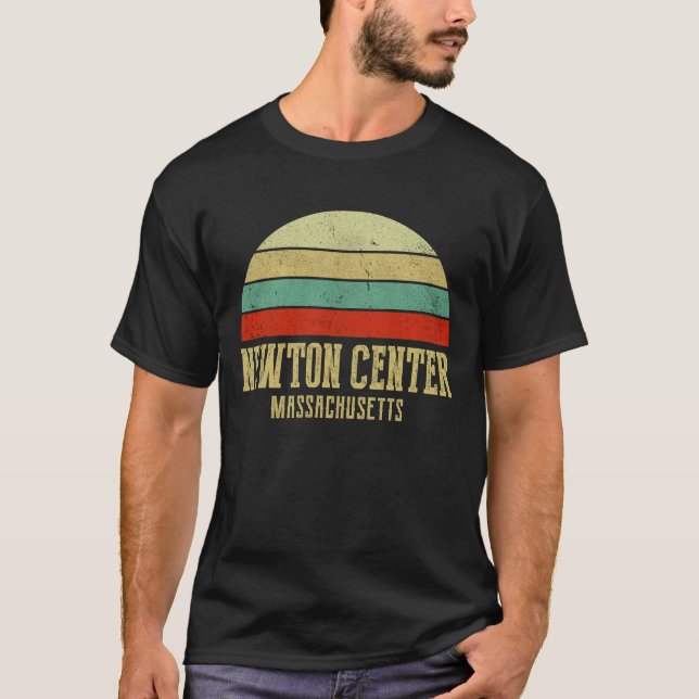 NEWTON CENTER MASSACHUSETTS Vintage Retro Sunset T-Shirt (Front)