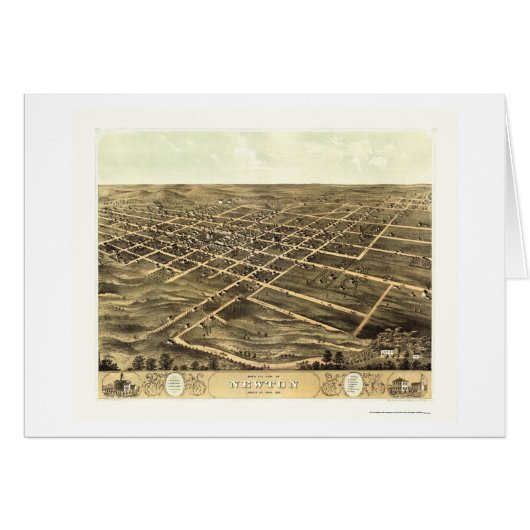 Newton, IA Panoramic Map - 1868 Cards (Front Horizontal)