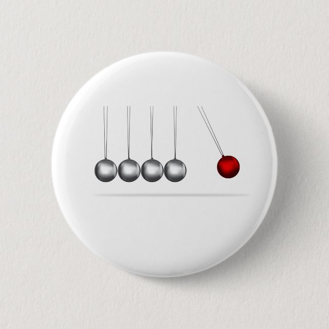 newtons cradle silver balls concept pinback button (Front)