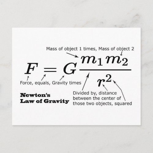 Newtons Law of Universal Gravitation Postcard