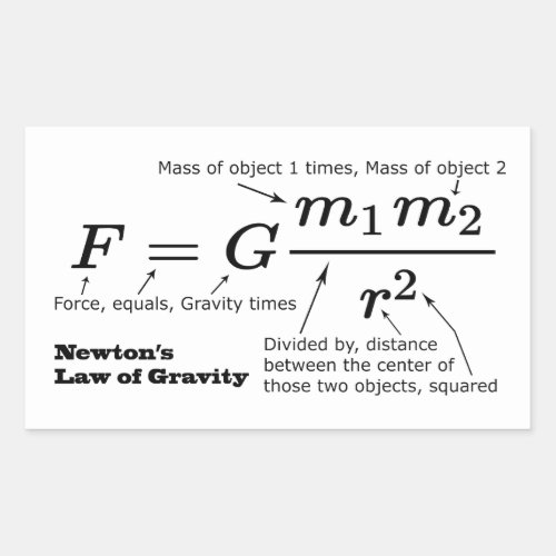 Newtons Law of Universal Gravitation Rectangular Sticker